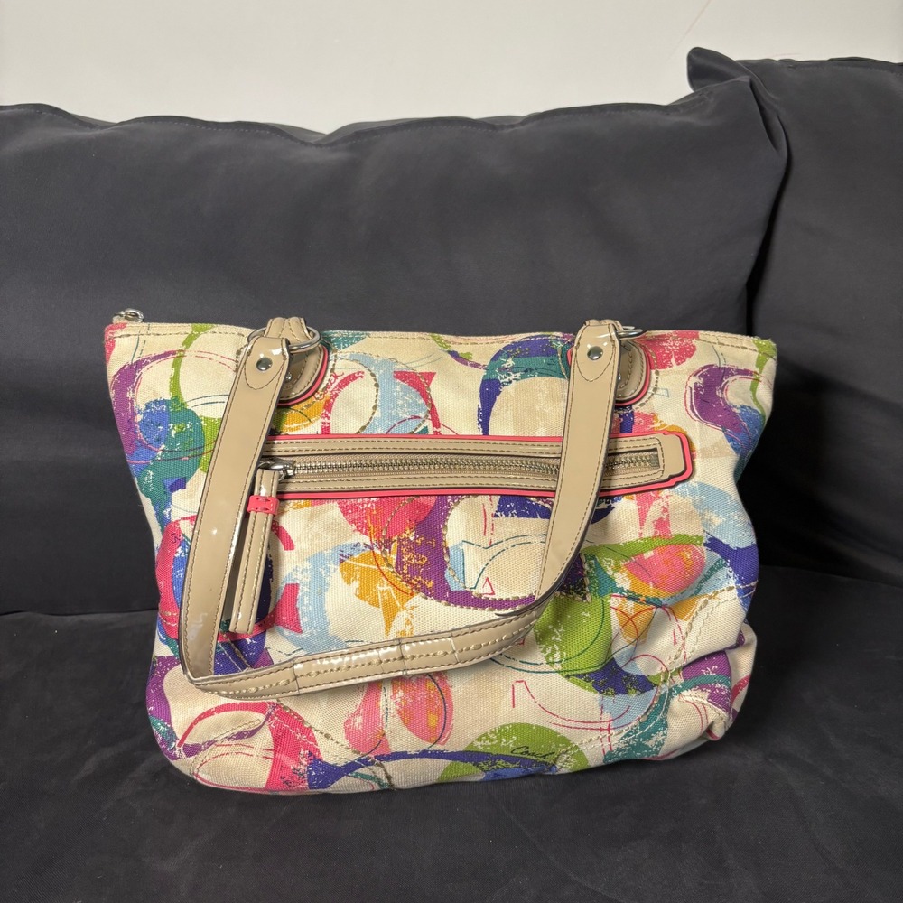 Coach Graffiti Signature C Multi Color Canvas Tote Bag M1271-23372